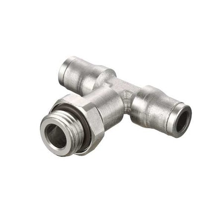 Metric All Metal Push-to-Connect Fitting, Brass, Silver