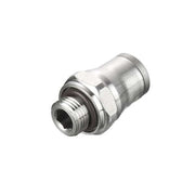 Metric Stainless Steel Push-to-Connect Fitting, Stainless Steel, Silver