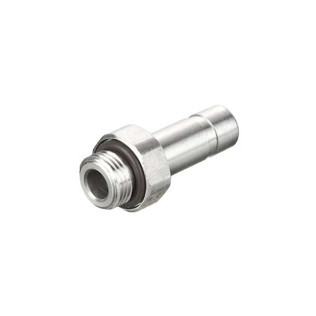 Metric Stainless Steel Push-to-Connect Fitting, Stainless Steel, Silver