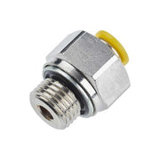 Metric Metal Push-to-Connect Fitting, Brass, Silver