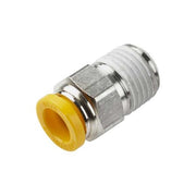 Metric Metal Push-to-Connect Fitting, Brass, Silver
