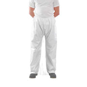 Disposable Pants, Polyethylene, 63 g/sq m, Bound, Elastic Ankle, Light Duty, White, Size 5XL