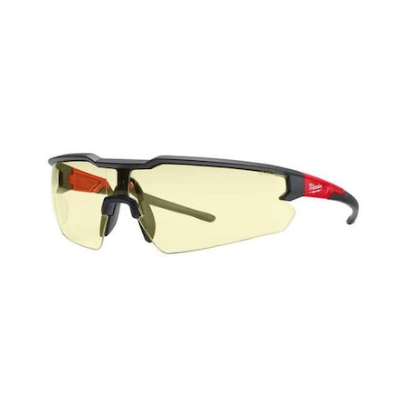 Safety Glasses, Anti-Scratch, Yellow Lens, Black Frame, Half-Frame