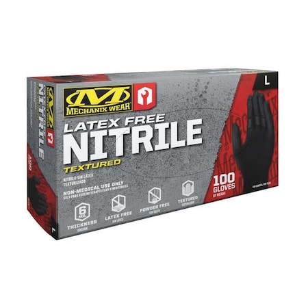 Heavy Duty Nitrile, Disposable Gloves, 6 mil Palm, Nitrile, Powder-Free, 2XL ( 12 ), 100 PK, Black