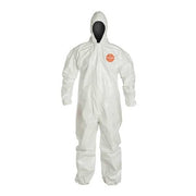 0 Standard Fit Hood. Elastic Wrists and Ankles. Storm Flap with Adhesive Closure. White. 4X