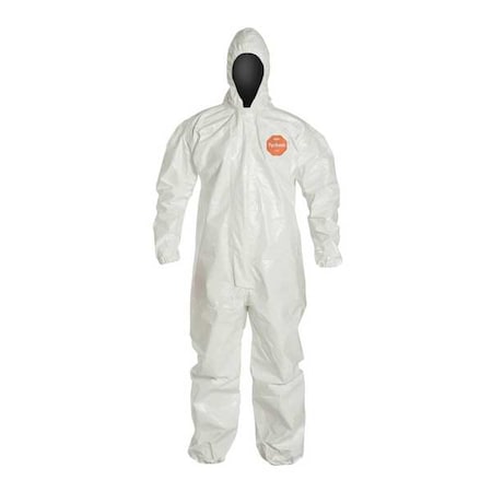0 Standard Fit Hood. Elastic Wrists and Ankles. Storm Flap with Adhesive Closure. White. 4X