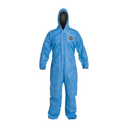 10 Coverall. Standard Fit Hood. Elastic Wrists and Ankles. Elastic Waist. Blue. 6X