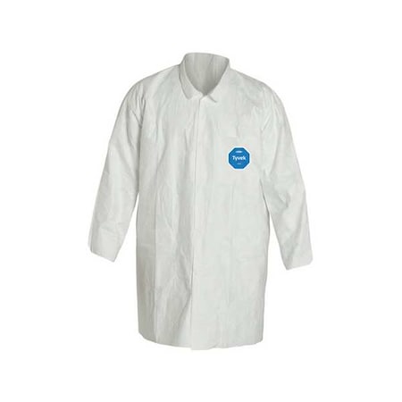 Tyvek 400 Disposable Lab Coat, Tyvek(R) 400, Snaps Closure, White, S, 30 PK
