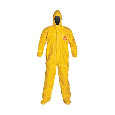 Standard Fit Hood. Stormflap. Elastic Wrists. Attached Socks. Storm Flap with Adhesive Closure. Yellow. 6X