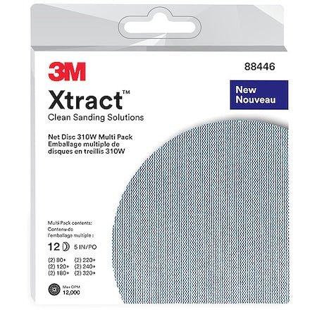 Hook-and-Loop Sanding Disc, 5 in Dia, Non-Vacuum, Aluminum Oxide, 120, 180, 220, 240, 320, 80 Grit