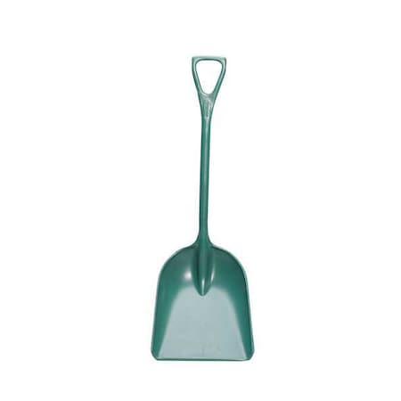 Hygienic Square Point Shovel, Polypropylene Blade, 28 in L, Green, Polypropylene Handle