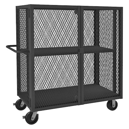 Welded Mesh Security Cart with Adjustable Shelves, 2,000 lb Capacity, 32 in W x 66 1/2 in L x