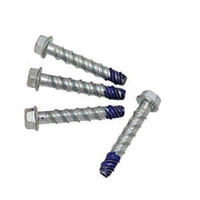 Concrete Screw, 3/8" Dia., Flat, 2 1/2 in L, Steel Silver Ruspert, 4 PK