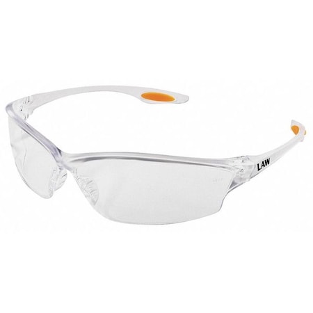 Law (LW2), Safety Glasses, Anti-Scratch, Clear Lens, Clear Frame, Frameless