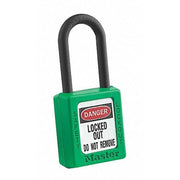 Lockout Padlock, Keyed Alike, Thermoplastic, Green, 1 1/2 in Shackle Height, 1 1/2 in Body Width