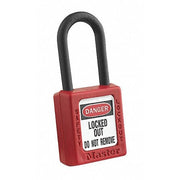 Lockout Padlock, Keyed Alike, Thermoplastic, Red, 1 1/2 in Shackle Height, 1 1/2 in Body Width