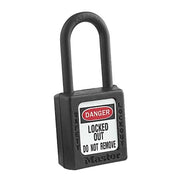 Lockout Padlock, Keyed Alike, Thermoplastic, Black, 1 1/2 in Shackle Height, 1 1/2 in Body Width