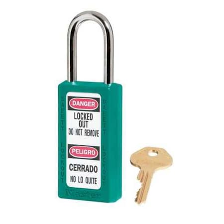Lockout Padlock, Keyed Different, Thermoplastic, Teal, 1 1/2 in Shackle Height, 1 1/2 in Body Width