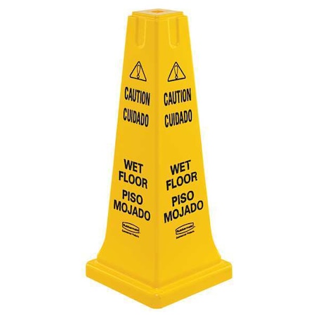 Safety Cone, 26 in Height, 10 1/2 in Width, HDPE, Cone, English, Spanish