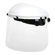 Ratchet Face Shield Assembly, Clear Visor, 8" Height, Ratchet Suspension, Uncoated Lens, White