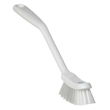 1 in W Scrub Brush, Medium, 8 3/16 in L Handle, 11 in L Brush, White, Plastic, 11 in L Overall