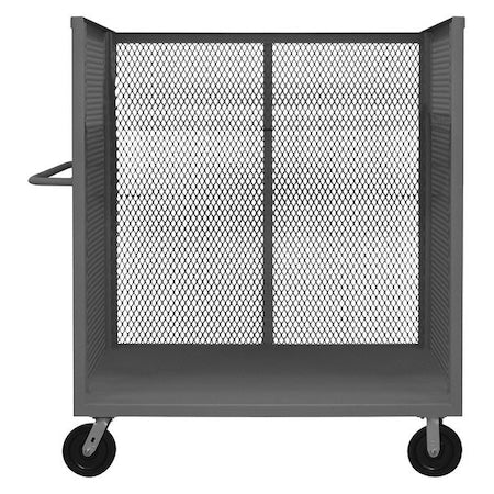 14 ga. Steel 3 Sided Mesh Stock Cart 2000 lb. Capacity, 42-1/2"L x 24-3/8"W x 56-7/16"H