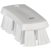 2 5/8 in W Scrub Brush, Stiff, 6 7/8 in L Handle, 6 7/8 in L Brush, White, Polypropylene