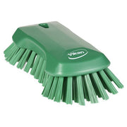 Scrub Brush, Stiff, 7 1/2 in L Handle, 9 1/8 in L Brush, Green, Polypropylene, 9 1/8 in L Overall