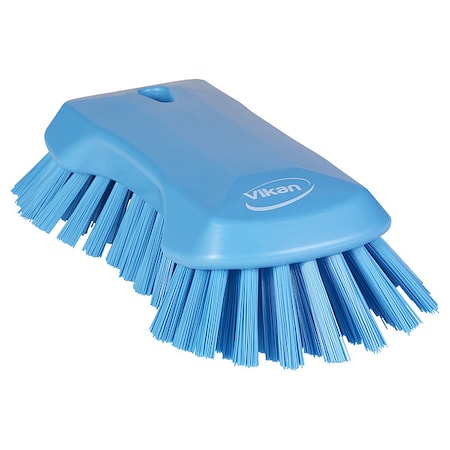 Scrub Brush, Stiff, 7 1/2 in L Handle, 9 1/8 in L Brush, Blue, Polypropylene, 9 1/8 in L Overall