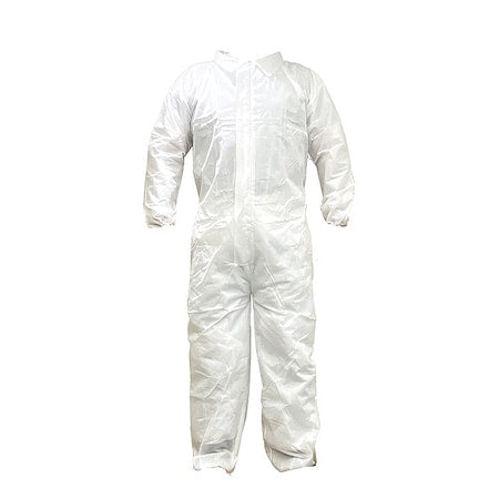 Disposable Coverallss, Collared, 4XL, PP SMS, Elastic Wrist, Elastic Ankle, Serged Seam, White