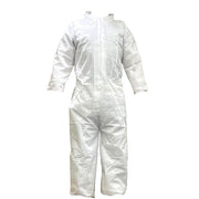 Disposable Coverallss, Collared, 4XL, PP SMS, Open Wrist, Open Ankle, Serged Seam, White, 25 PK