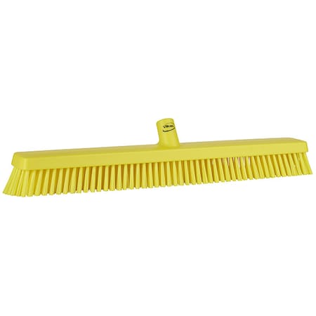 24 in Sweep Face Broom Head, Soft/Stiff Combination, Yellow