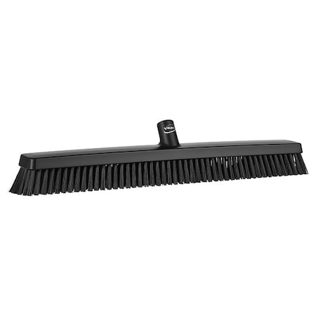 24 in Sweep Face Broom Head, Soft/Stiff Combination, Black