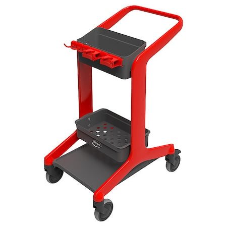 Janitorial Cart,Swivel,Red,PPP,23.4 lb