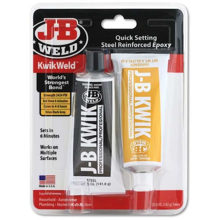 Epoxy Adhesive, KwikWeld Series, Gray, Tube, 1:01 Mix Ratio, 6 hr Functional Cure