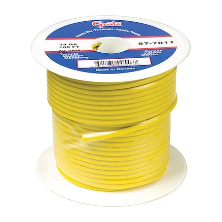 Primary Wire, GPT, 18 AWG, Copper, Yellow, PVC Jacket, Stranded