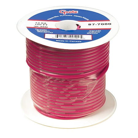 Primary Wire, GPT, 16 AWG, 1C C, Red, PVC, Stranded, 60V, 100 ft.