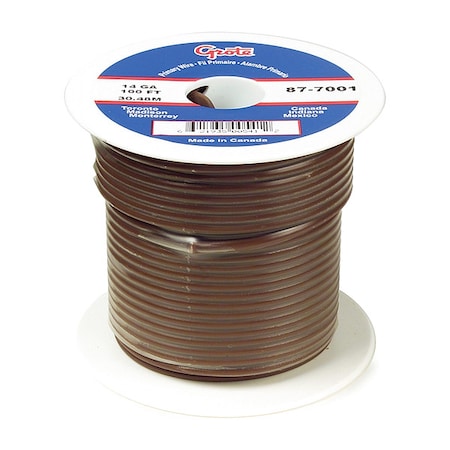 Primary Wire, GPT, 18 AWG, Copper, Brown, PVC Jacket, Stranded