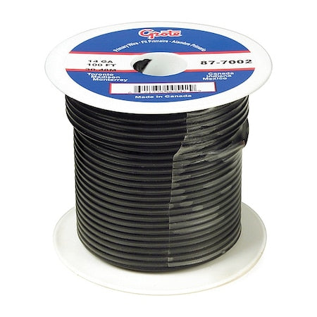 Primary Wire, GPT, 14 AWG, Copper, Black, PVC Jacket, Stranded