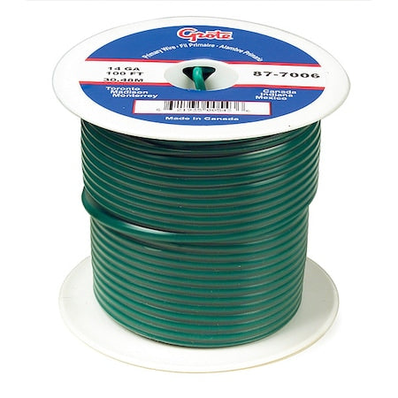 Primary Wire, GPT, 16 AWG, Copper, Green, PVC Jacket, Stranded