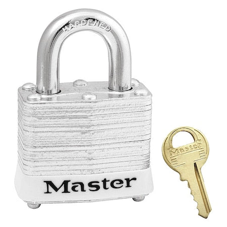 Lockout Padlock, Keyed Different, Steel, White, 3/4 in Shackle Height, 1 9/16 in Body Width
