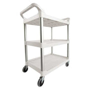 Dual-Handle Utility Cart with Lipped Plastic Shelves, Plastic, 200 lb Load Capacity, 3 Shelves