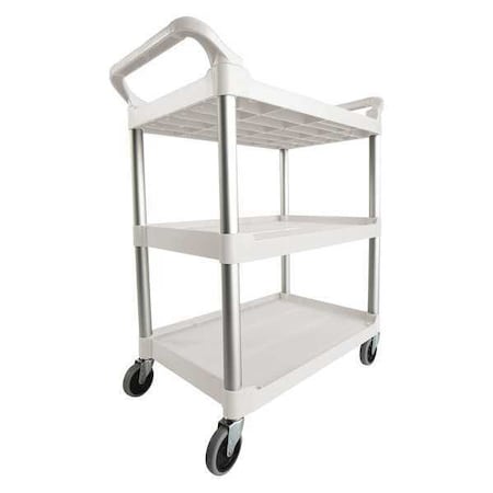 Dual-Handle Utility Cart with Lipped Plastic Shelves, Plastic, 200 lb Load Capacity, 3 Shelves