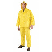 3-Piece Rainsuit with Detachable Hood, PVC, 0.28 mil Thick, Detachable, Yellow, 2XL