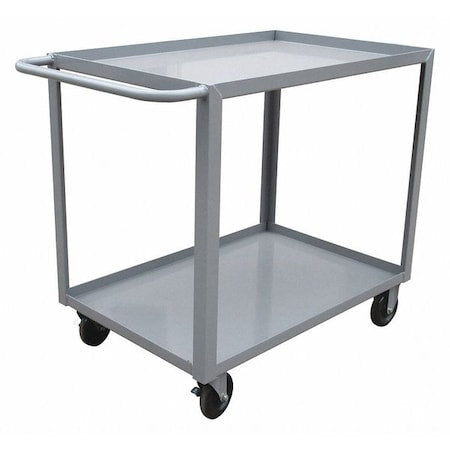 Utility Cart with Lipped Metal Shelves, Steel, 1,200 lb Load Capacity, 2 Shelves, 42 in L, 24 in W