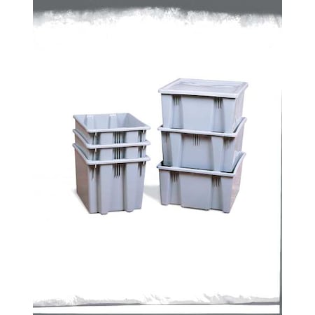 Hang & Stack Storage Bin, Plastic, Gray, 10 in H, 19 1/2 in W, 23 1/2 in L