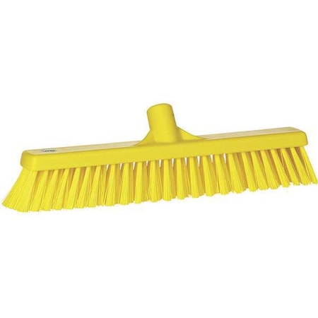 16 in Sweep Face Broom Head, Soft/Stiff Combination, Synthetic, Yellow