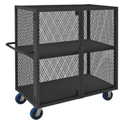 Dual-Latch Welded Mesh Security Cart with Fixed Shelves, 2,000 lb Capacity, 26 in W x 54 1/2 in L x