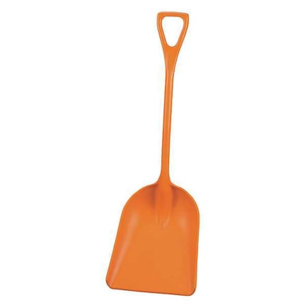 Hygienic Square Point Shovel, Polypropylene Blade, 28 in L, Orange