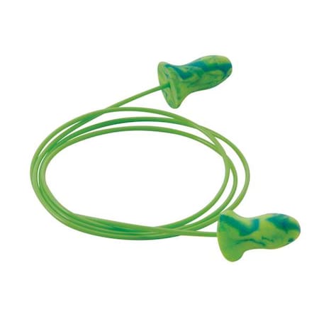 Meteors(R) Disposable Foam Ear Plugs, Bell Shape, 28 dB, Blue/Green, 100 PK